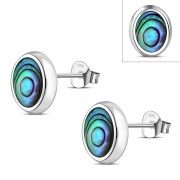  Abalone Shell Oval Stud Silver Earrings - e359